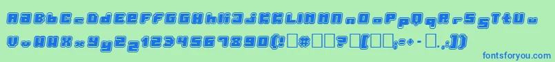 フォントPormaskYtterhud – 青い文字は緑の背景です。