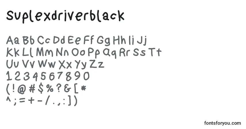 Czcionka Suplexdriverblack – alfabet, cyfry, specjalne znaki