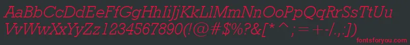 GeometricSlabserif712LightItalicBt Font – Red Fonts on Black Background