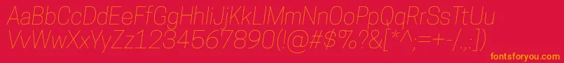 フォントCooperhewittThinitalic – 赤い背景にオレンジの文字