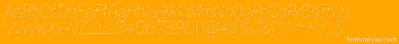 Saiba mais sobre a fonte CooperhewittThinitalic Fonte CooperhewittThinitalic – fontes rosa em um fundo laranja