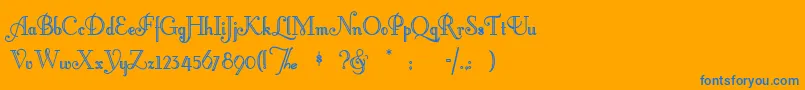 Littlelordfontleroy Font – Blue Fonts on Orange Background