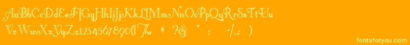 Littlelordfontleroy-Schriftart – Gelbe Schriften auf orangefarbenem Hintergrund