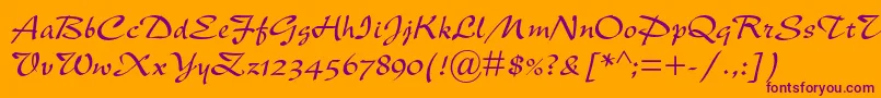 Newberolinamtstd Font – Purple Fonts on Orange Background