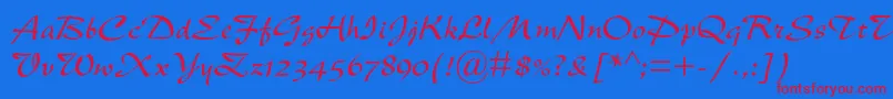 フォントNewberolinamtstd – 赤い文字の青い背景