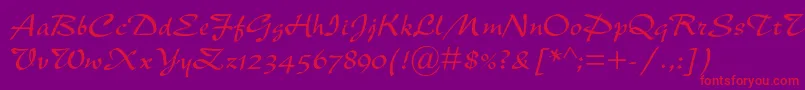 フォントNewberolinamtstd – 紫の背景に赤い文字