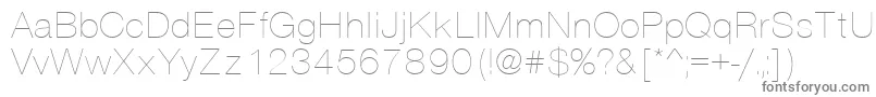 Vantathin-fontti – harmaat kirjasimet valkoisella taustalla