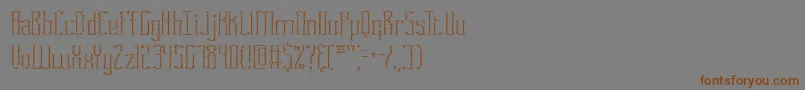 フォントFasciiCrossBrk – 茶色の文字が灰色の背景にあります。