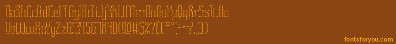フォントFasciiCrossBrk – オレンジ色の文字が茶色の背景にあります。