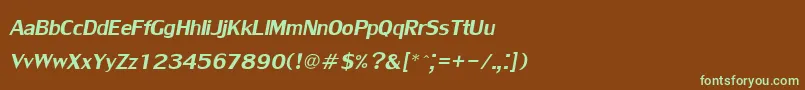 Czcionka LilyupcItalic – zielone czcionki na brązowym tle
