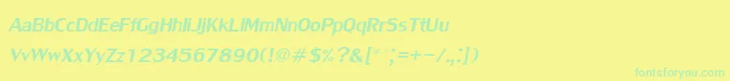 フォントLilyupcItalic – 黄色い背景に緑の文字