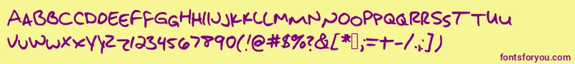 Jakeshandwriting Font – Purple Fonts on Yellow Background