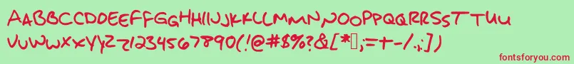 Czcionka Jakeshandwriting – czerwone czcionki na zielonym tle
