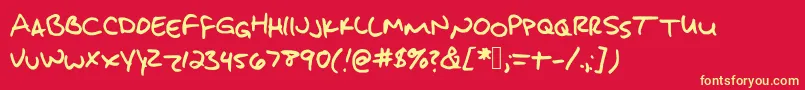 Jakeshandwriting Font – Yellow Fonts on Red Background