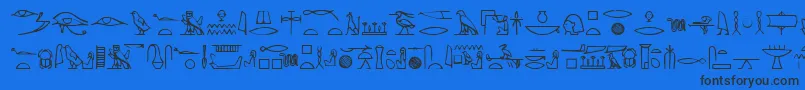 Yiro-Schriftart – Schwarze Schriften auf blauem Hintergrund