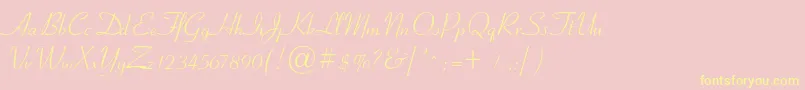 Ribbonc Font – Yellow Fonts on Pink Background