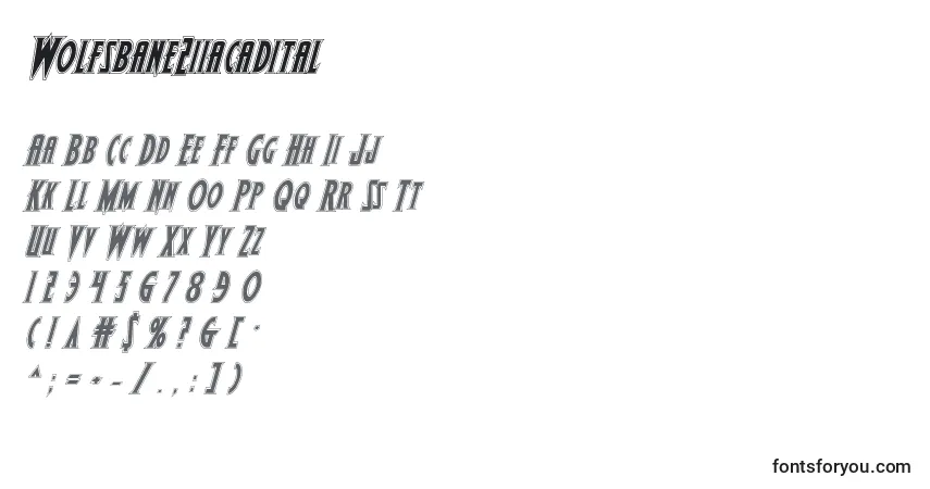 Czcionka Wolfsbane2iiacadital – alfabet, cyfry, specjalne znaki