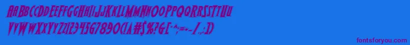 Wolfsbane2iiacadital-Schriftart – Violette Schriften auf blauem Hintergrund