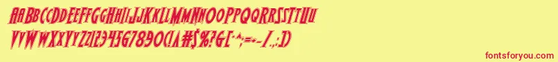 Wolfsbane2iiacadital-Schriftart – Rote Schriften auf gelbem Hintergrund