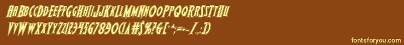 Wolfsbane2iiacadital-fontti – keltaiset fontit ruskealla taustalla