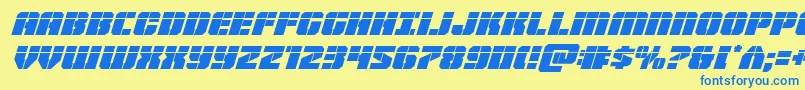 Warpthrusterlaserital Font – Blue Fonts on Yellow Background
