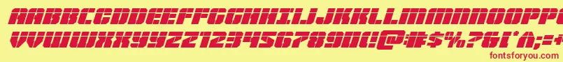 Warpthrusterlaserital-Schriftart – Rote Schriften auf gelbem Hintergrund