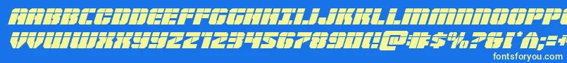 Warpthrusterlaserital Font – Yellow Fonts on Blue Background