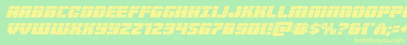Warpthrusterlaserital-Schriftart – Gelbe Schriften auf grünem Hintergrund