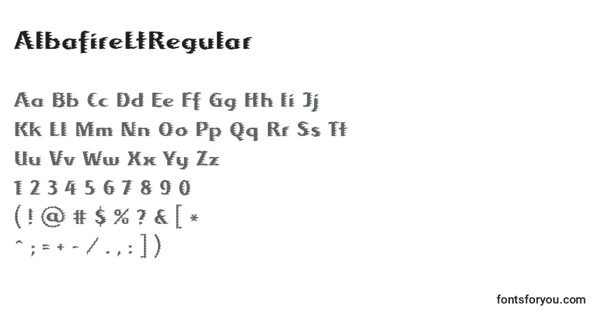 A fonte AlbafireLtRegular – alfabeto, números, caracteres especiais