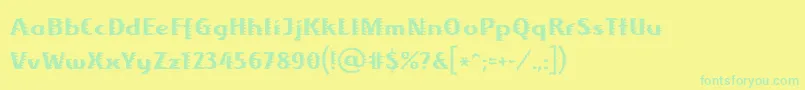 フォントAlbafireLtRegular – 黄色い背景に緑の文字