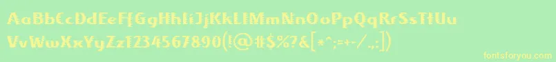 フォントAlbafireLtRegular – 黄色の文字が緑の背景にあります