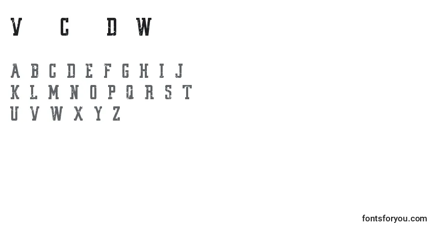 VintageCollegeDeptWorn-fontti – aakkoset, numerot, erikoismerkit