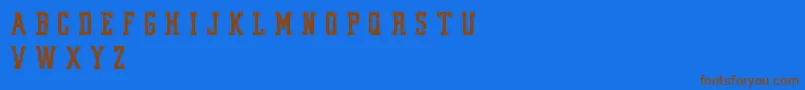 VintageCollegeDeptWorn Font – Brown Fonts on Blue Background