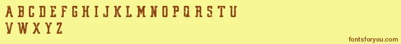 VintageCollegeDeptWorn Font – Brown Fonts on Yellow Background