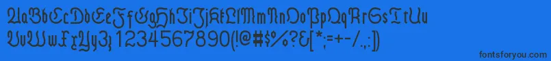 フォントFraktmod – 黒い文字の青い背景