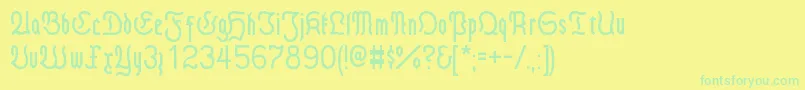 フォントFraktmod – 黄色い背景に緑の文字