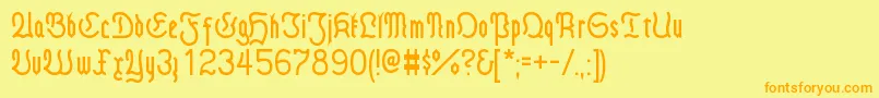 Fraktmod-Schriftart – Orangefarbene Schriften auf gelbem Hintergrund