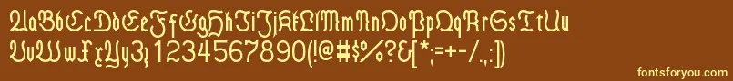 フォントFraktmod – 黄色のフォント、茶色の背景
