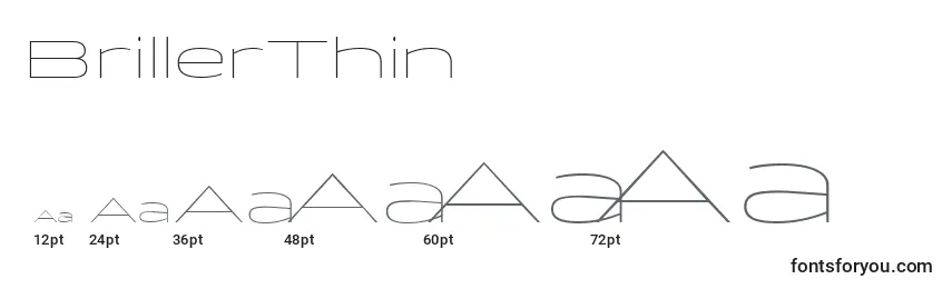 BrillerThin Font Sizes