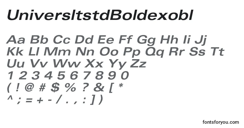 Schriftart UniversltstdBoldexobl – Alphabet, Zahlen, spezielle Symbole