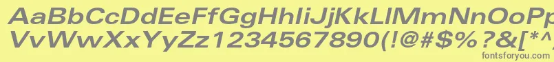 UniversltstdBoldexobl-Schriftart – Graue Schriften auf gelbem Hintergrund