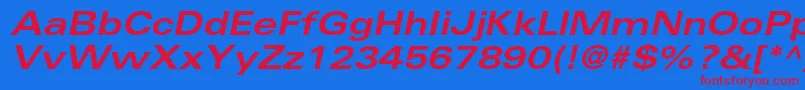 UniversltstdBoldexobl Font – Red Fonts on Blue Background