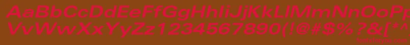 フォントUniversltstdBoldexobl – 赤い文字が茶色の背景にあります。