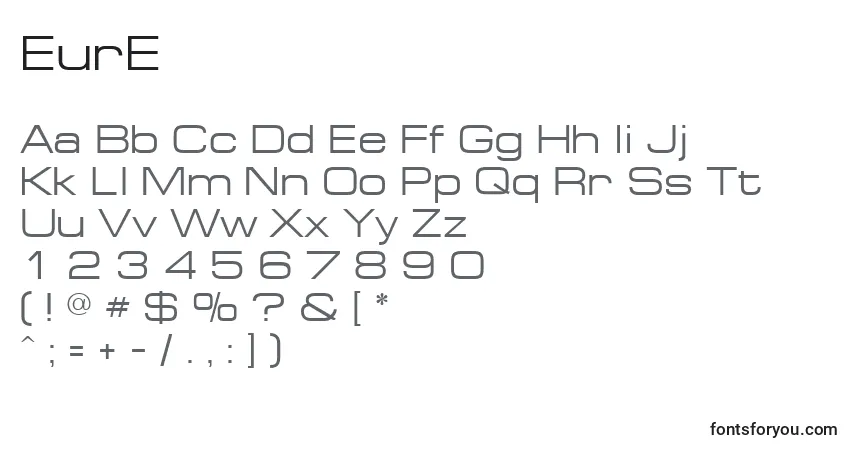 EurE font – alphabet, numbers, special characters