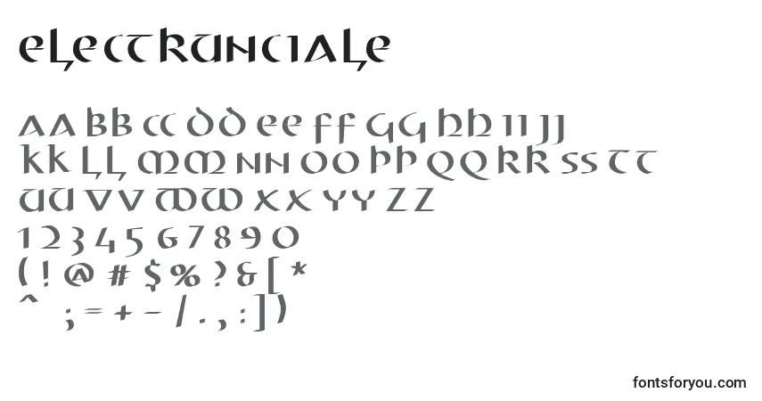 Schriftart Electrunciale – Alphabet, Zahlen, spezielle Symbole