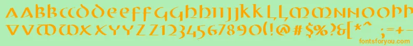 Electrunciale Font – Orange Fonts on Green Background