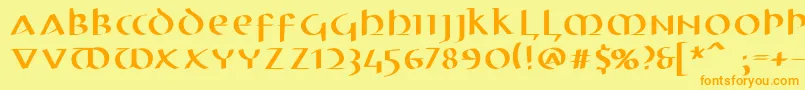 Electrunciale Font – Orange Fonts on Yellow Background