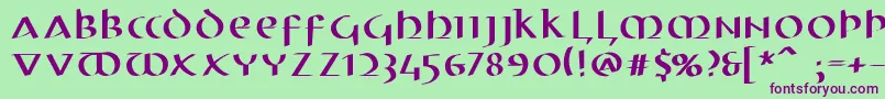 Electrunciale Font – Purple Fonts on Green Background