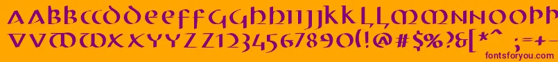 Electrunciale Font – Purple Fonts on Orange Background
