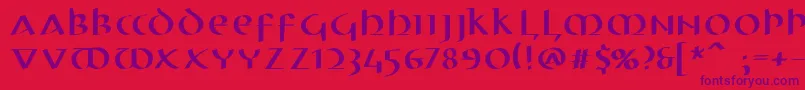 Czcionka Electrunciale – fioletowe czcionki na czerwonym tle